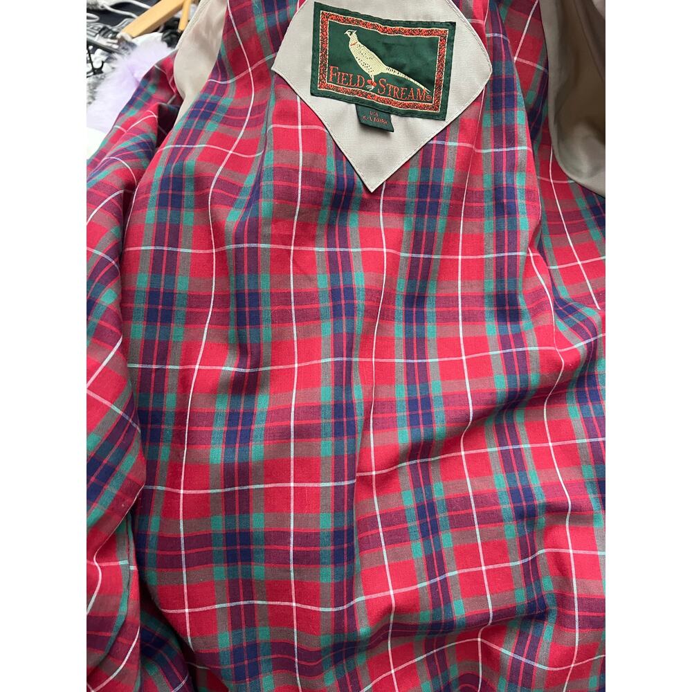 Vintage Field & Stream Jacket Mens XL Tan Gray Plaid Lined Harrington Coat 90s - Picture 4 of 6